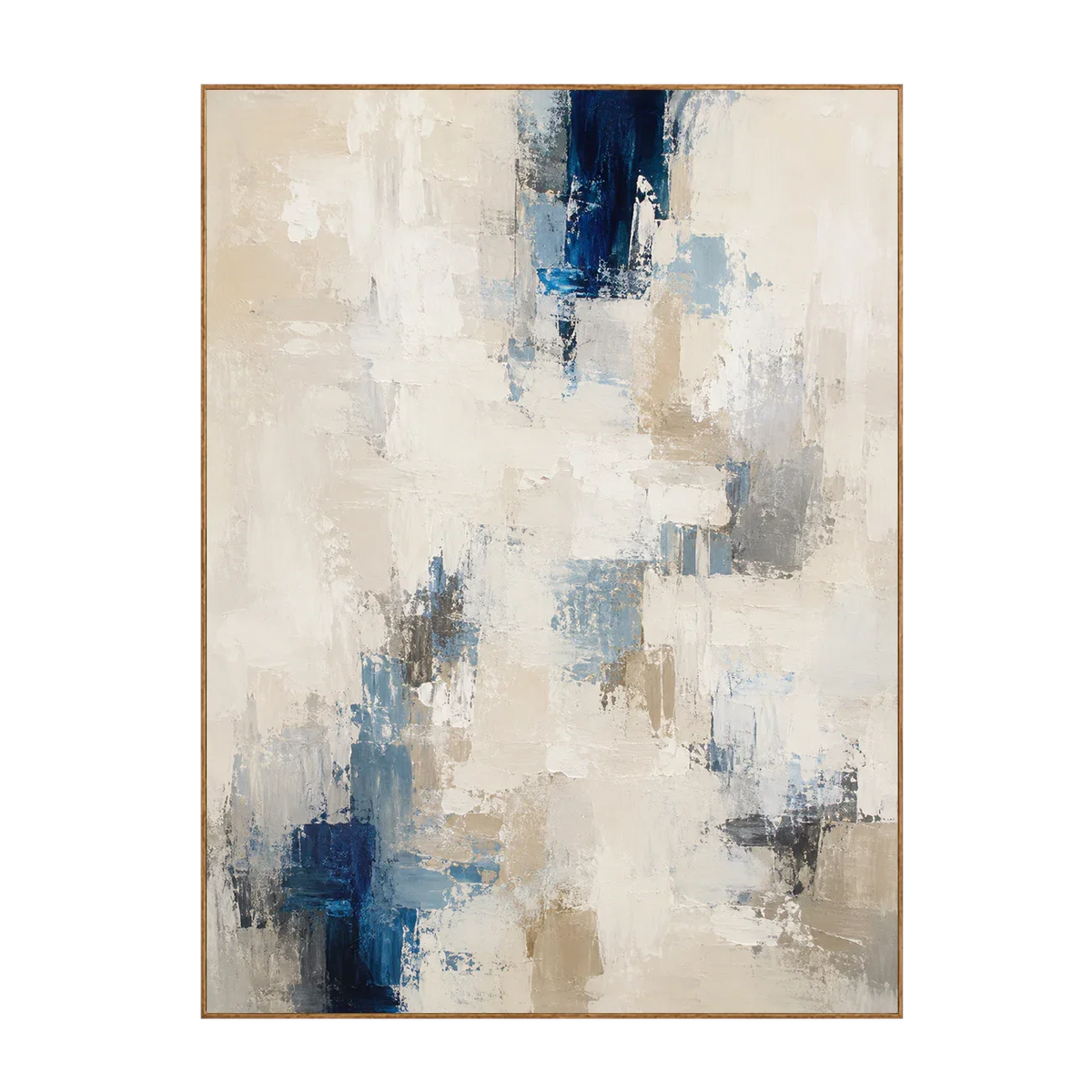 Coastal Blue White Abstract Textured Wall Art | Olyrel