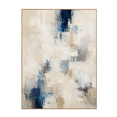 Coastal Blue White Abstract Textured Wall Art | Olyrel