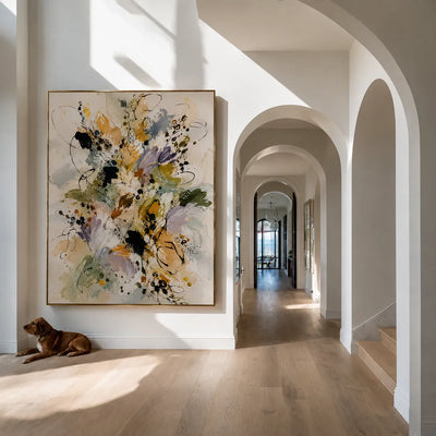 Meadow Bloom Abstract Floral Wall Art styled interior scene 5 | Olyrel