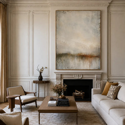 Quiet Horizon Neutral Abstract Wall Art styled interior scene 4 | Olyrel