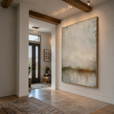 Quiet Horizon Neutral Abstract Wall Art styled interior scene 5 | Olyrel
