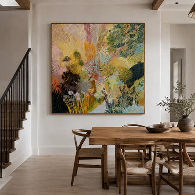 Enchanted Garden Colorful Abstract Wall Art styled interior scene 3 | Olyrel