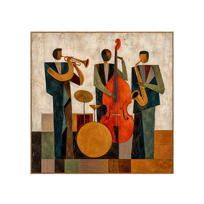 Modern Jazz Trio Cubist Wall Art | Olyrel