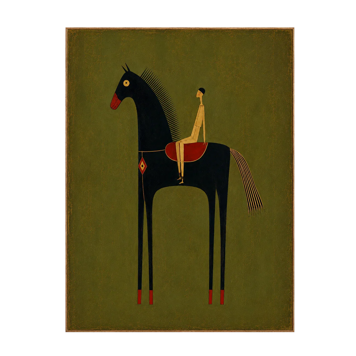 Olive Rider on Black Horse Wall Art | Olyrel