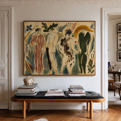 Garden Gathering Figurative Wall Art styled interior scene 1 | Olyrel