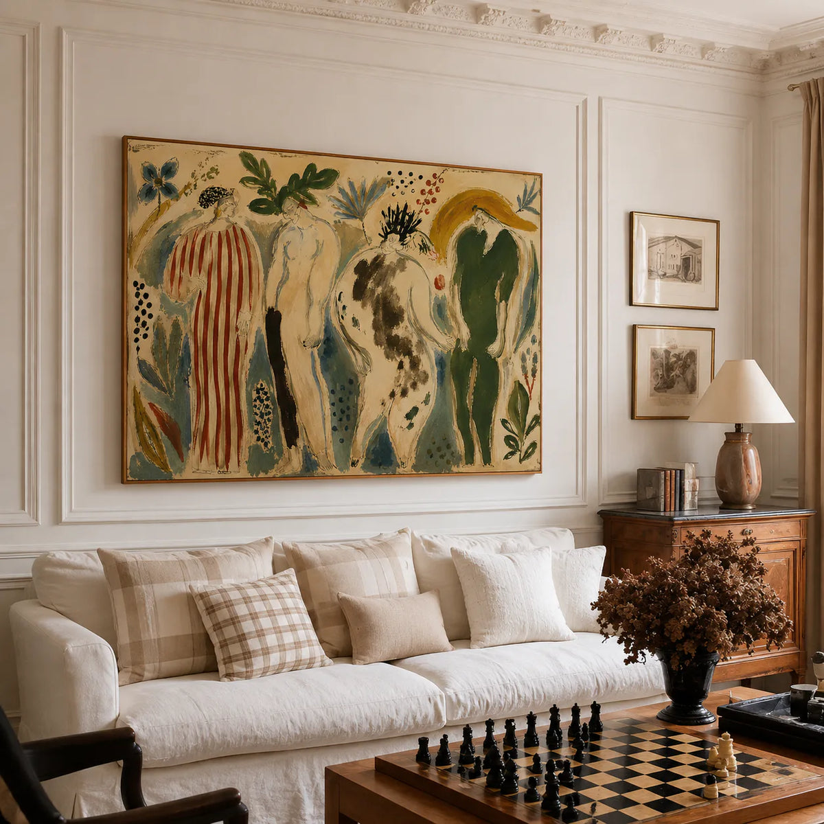 Garden Gathering Figurative Wall Art styled interior scene 2 | Olyrel