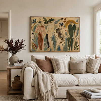 Garden Gathering Figurative Wall Art styled interior scene 4 | Olyrel