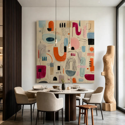 Playful Shapes Colorful Abstract Wall Art styled interior scene 2 | Olyrel