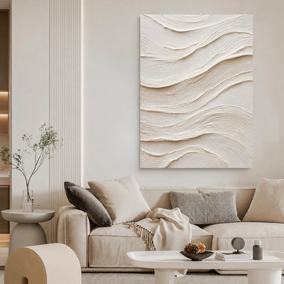 Ivory Flow Textured Relief Wall Art styled interior scene 2 | Olyrel
