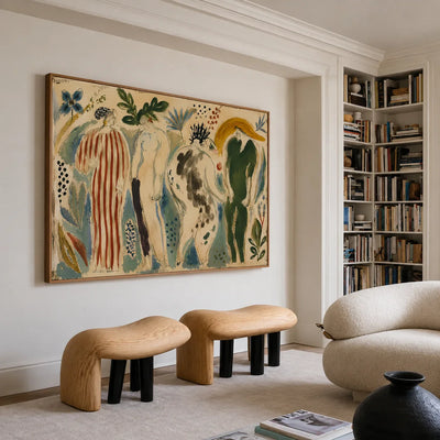 Garden Procession Figurative Wall Art styled interior scene 2 | Olyrel