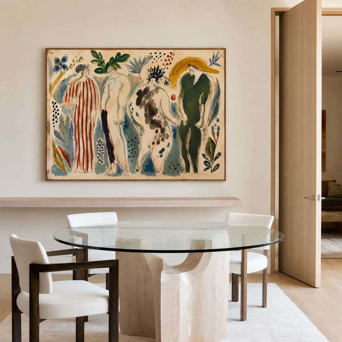 Garden Procession Figurative Wall Art styled interior scene 3 | Olyrel