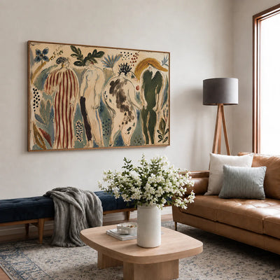 Garden Procession Figurative Wall Art styled interior scene 4 | Olyrel