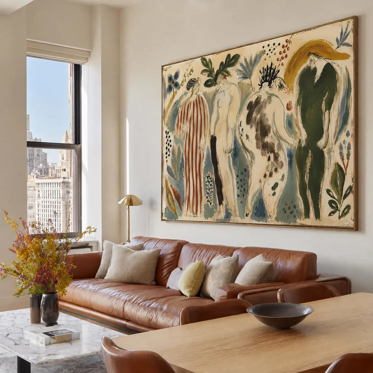 Garden Procession Figurative Wall Art styled interior scene 5 | Olyrel