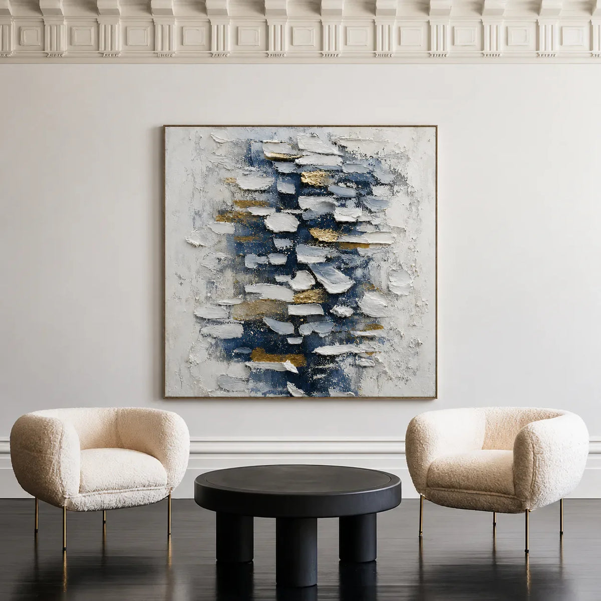Midnight Blue Layers Textured Wall Art styled interior scene 3 | Olyrel