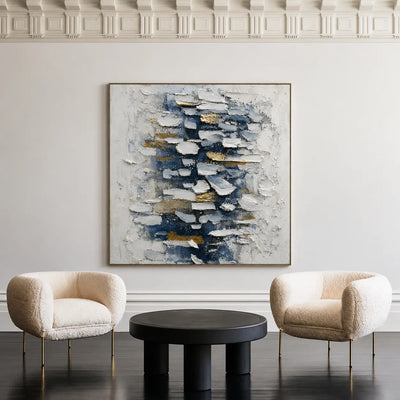 Midnight Blue Layers Textured Wall Art styled interior scene 3 | Olyrel