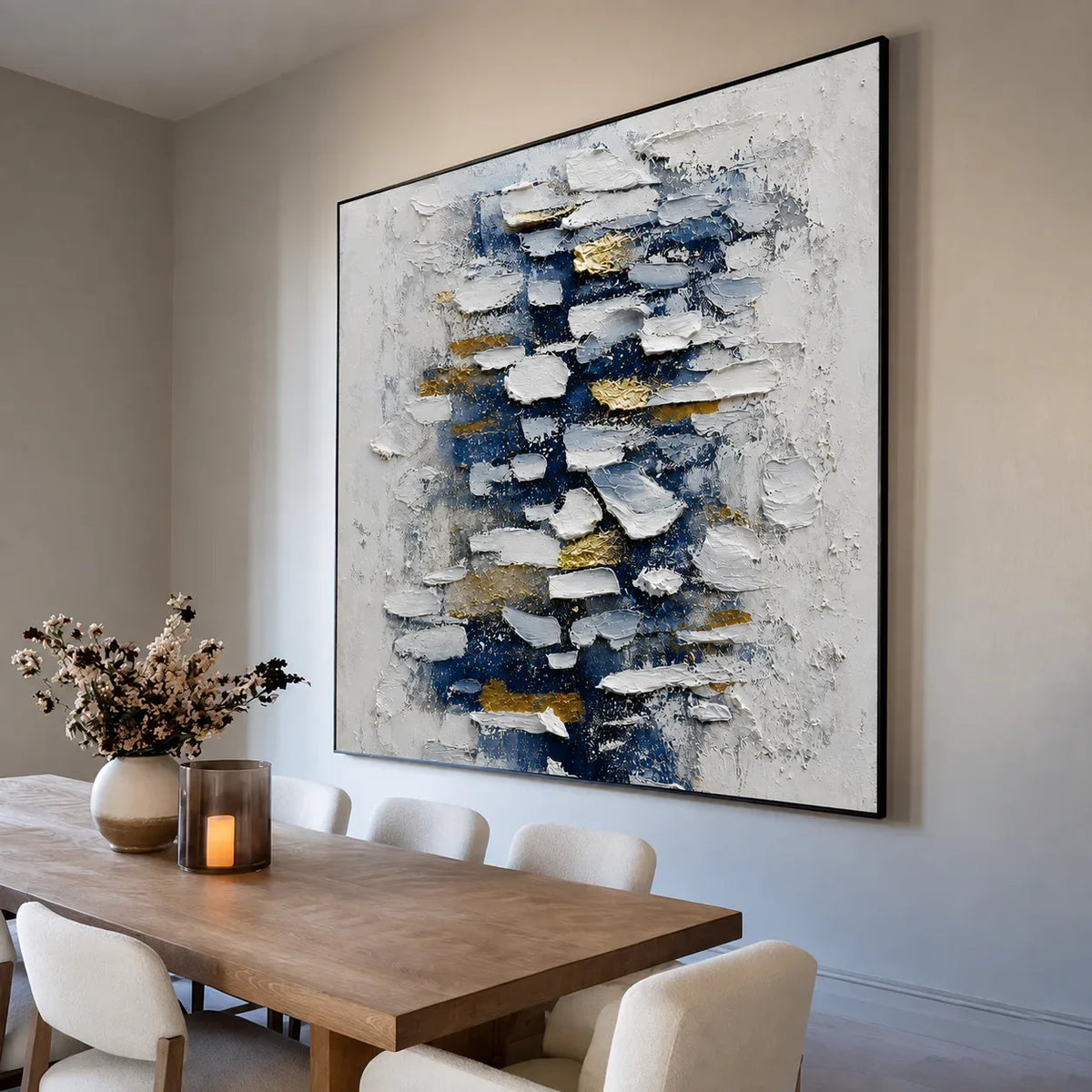 Midnight Blue Layers Textured Wall Art styled interior scene 4 | Olyrel