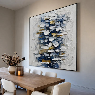 Midnight Blue Layers Textured Wall Art styled interior scene 4 | Olyrel