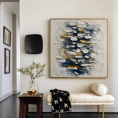 Midnight Blue Layers Textured Wall Art styled interior scene 5 | Olyrel