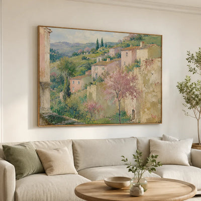 Tuscan Hillside Garden Landscape Wall Art styled interior scene 1 | Olyrel