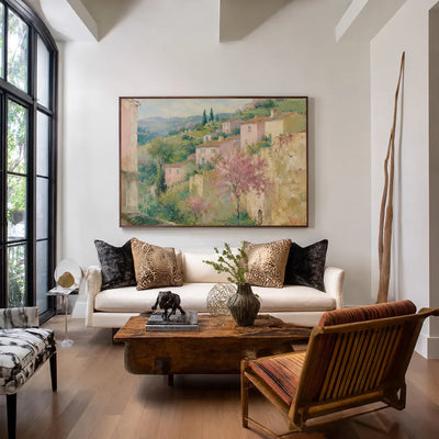 Tuscan Hillside Garden Landscape Wall Art styled interior scene 2 | Olyrel