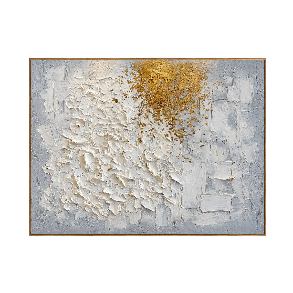 Golden Drift White Textured Wall Art | Olyrel