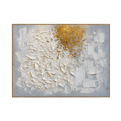 Golden Drift White Textured Wall Art | Olyrel