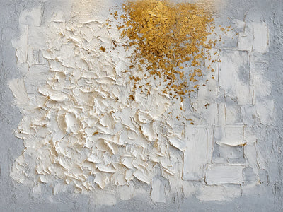 Golden Drift White Textured Wall Art artwork view | Olyrel