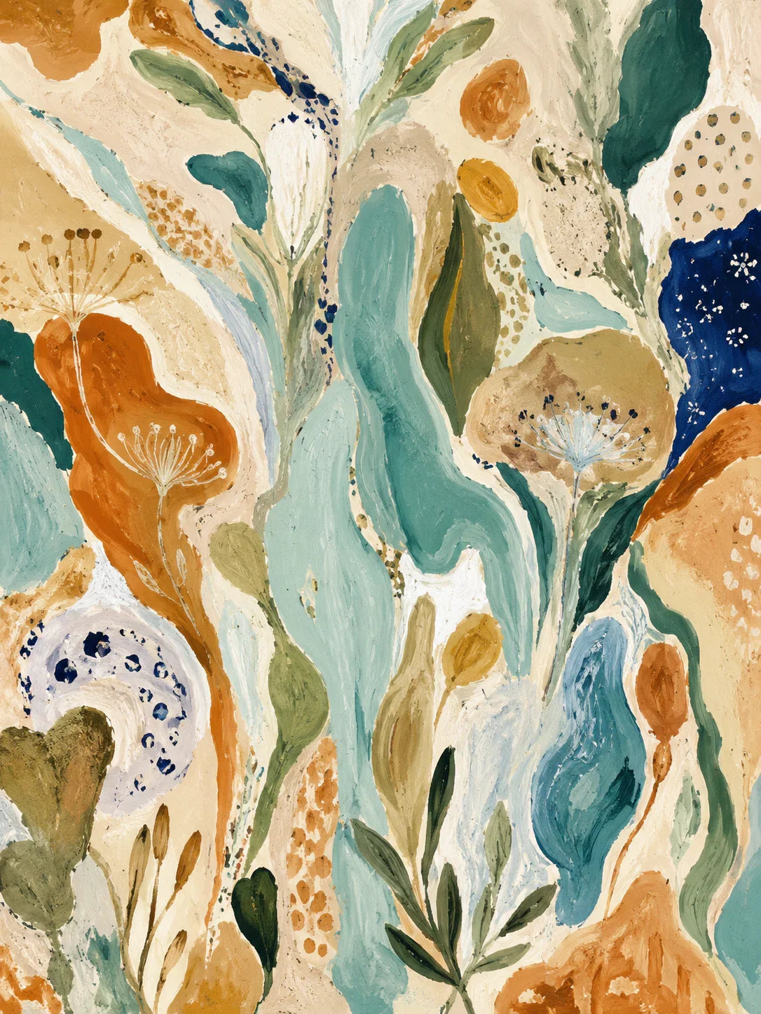 Amber Garden Botanical Abstract Wall Art artwork view | Olyrel