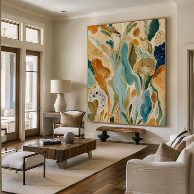 Amber Garden Botanical Abstract Wall Art styled interior scene 1 | Olyrel