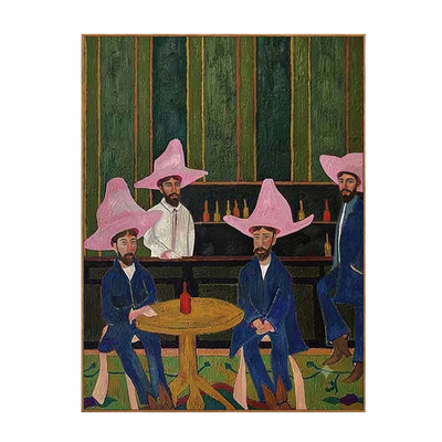 Pink Hat Cowboys Card Game Wall Art | Olyrel