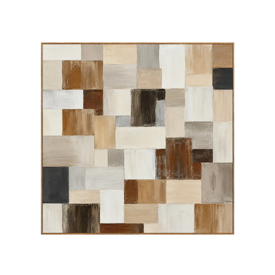 Quiet Grid Neutral Geometric Wall Art | Olyrel
