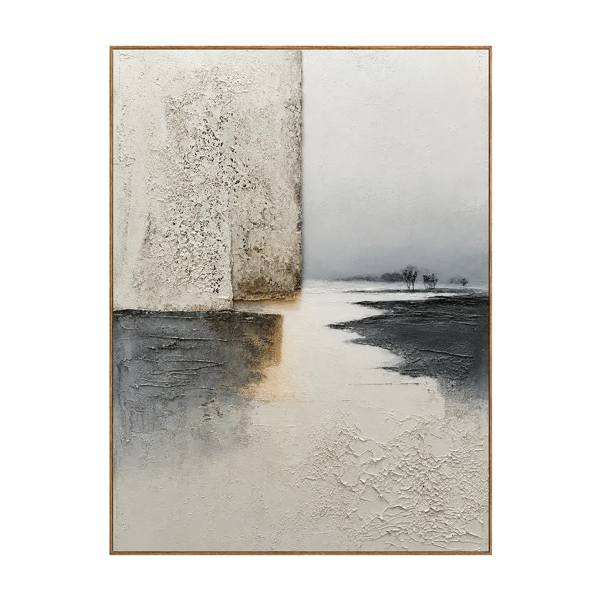 Silent Shore Neutral Abstract Wall Art | Olyrel