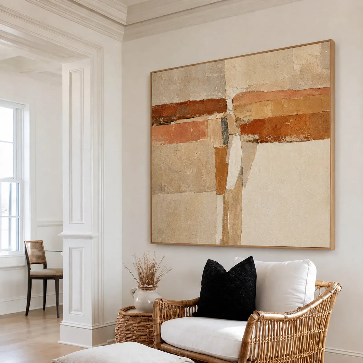 Terracotta Crossings Geometric Wall Art styled interior scene 2 | Olyrel