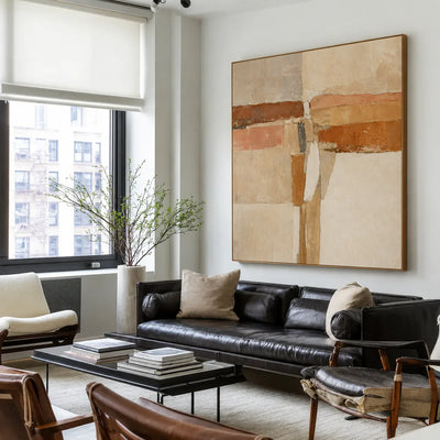 Terracotta Crossings Geometric Wall Art styled interior scene 3 | Olyrel
