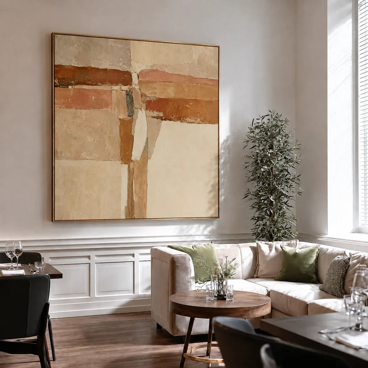 Terracotta Crossings Geometric Wall Art styled interior scene 5 | Olyrel