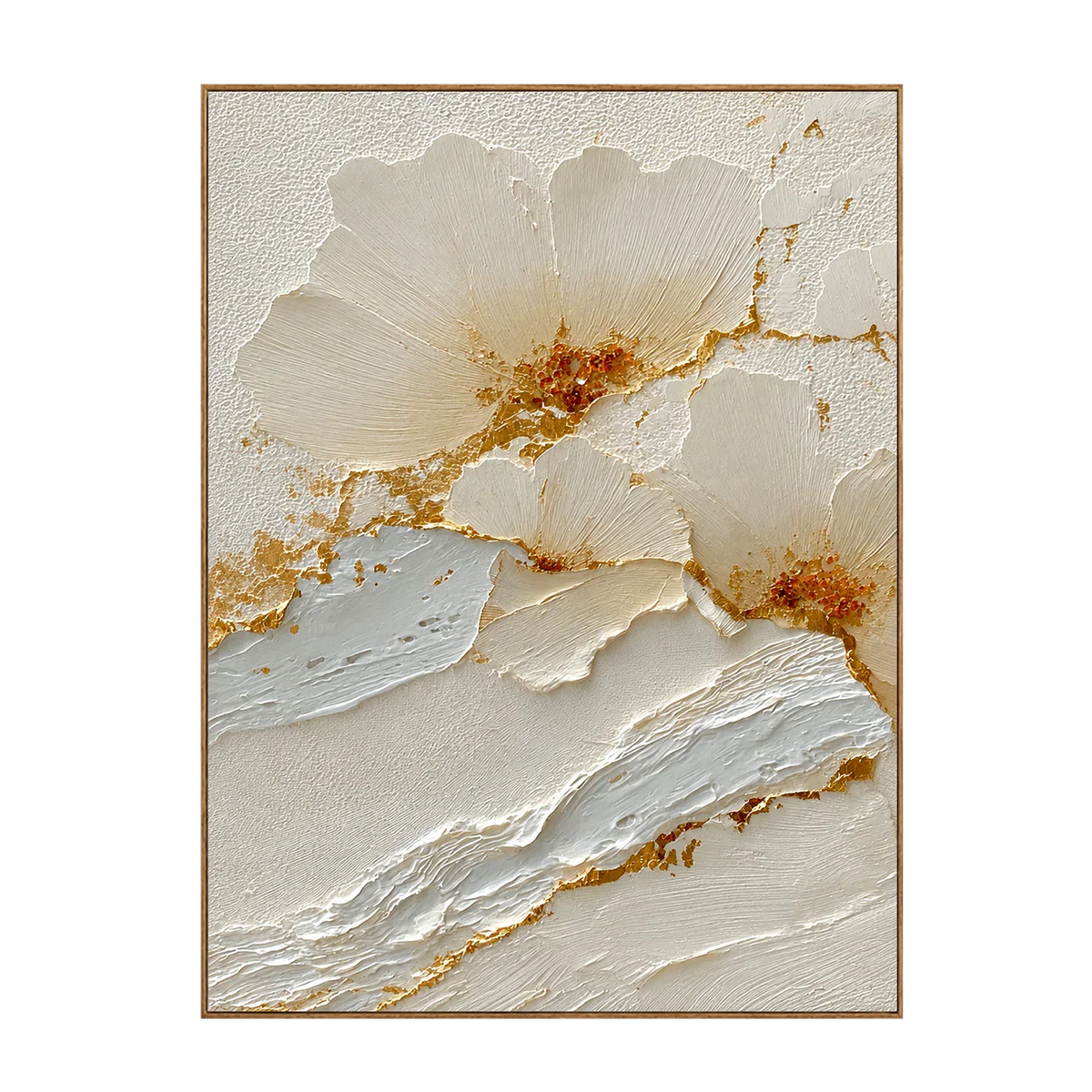 Gilded Petals White Relief Wall Art | Olyrel