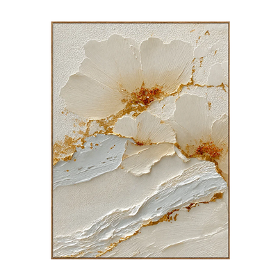 Gilded Petals White Relief Wall Art | Olyrel