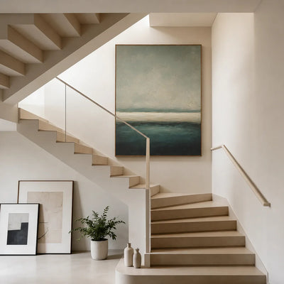 Deep Green Horizon Abstract Wall Art styled interior scene 3 | Olyrel