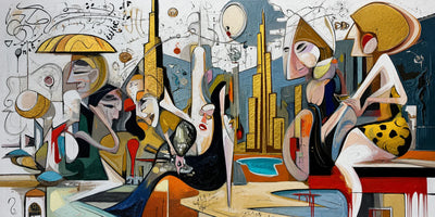 Lively Gathering Panoramic Wall Art artwork view | Olyrel