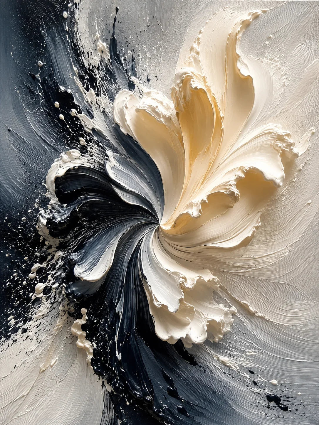 Original artwork view of Ivory Bloom Textured Wall Art | Olyrel