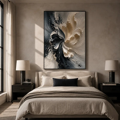 Ivory Bloom Textured Wall Art styled in a contemporary entryway | Olyrel