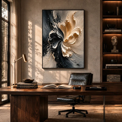 Ivory Bloom Textured Wall Art displayed in a bright dining room | Olyrel