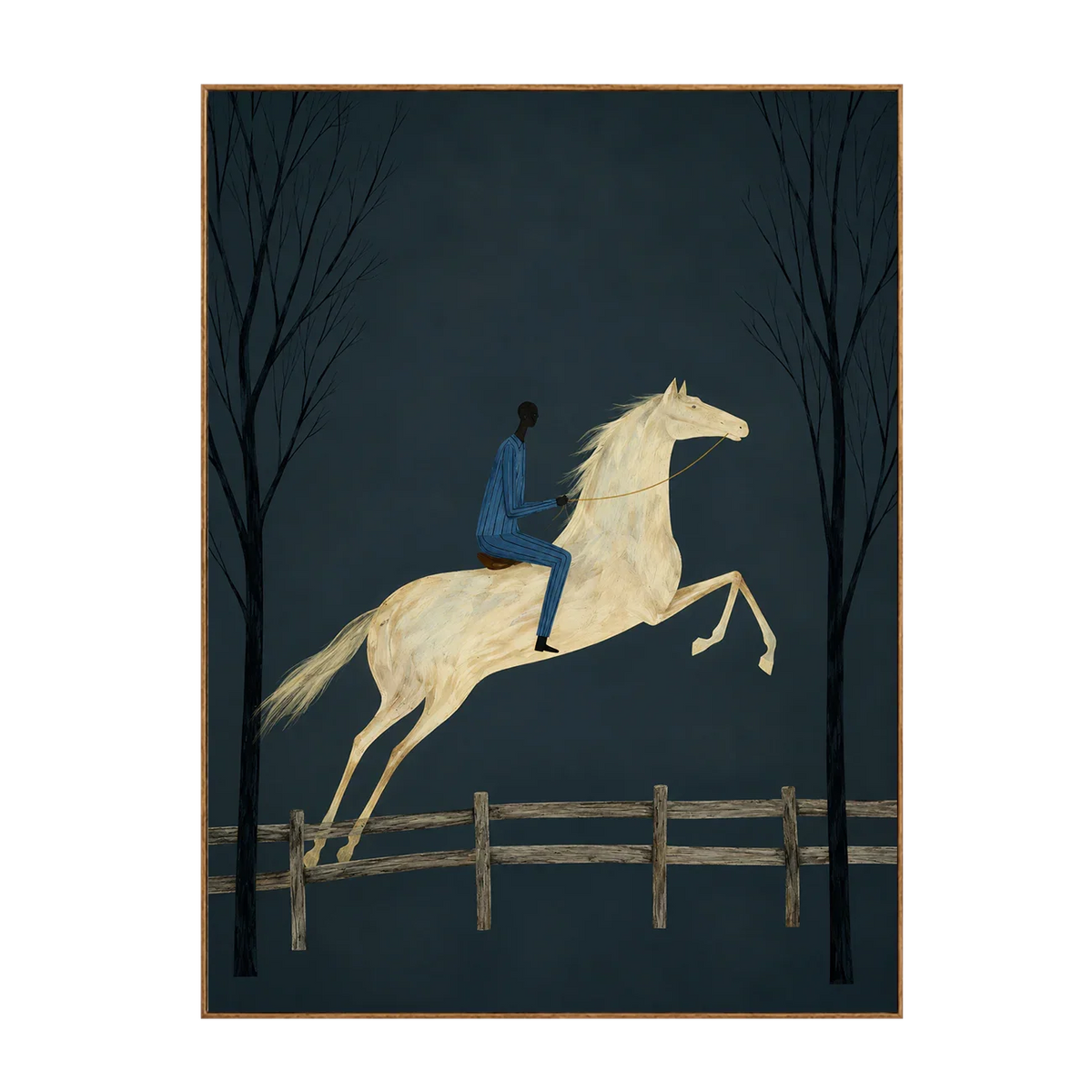Midnight Rider White Horse Wall Art | Olyrel