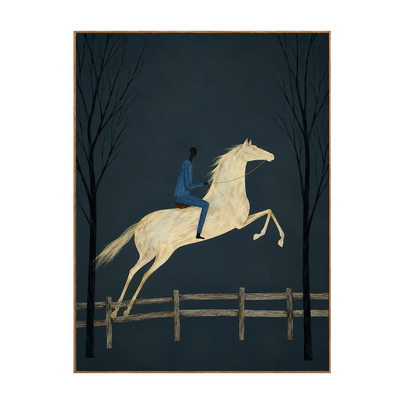 Midnight Rider White Horse Wall Art | Olyrel