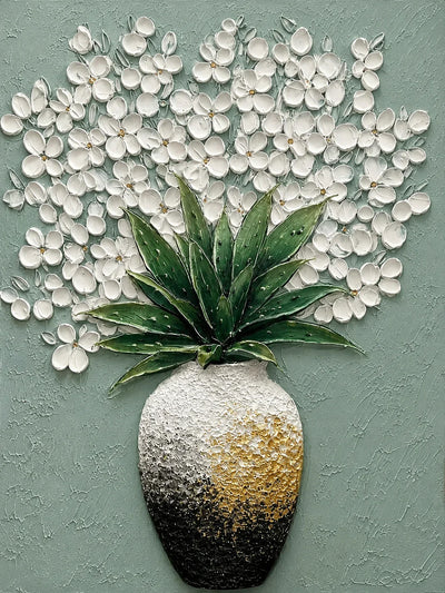 Sage Bloom Botanical Relief Wall Art artwork view | Olyrel