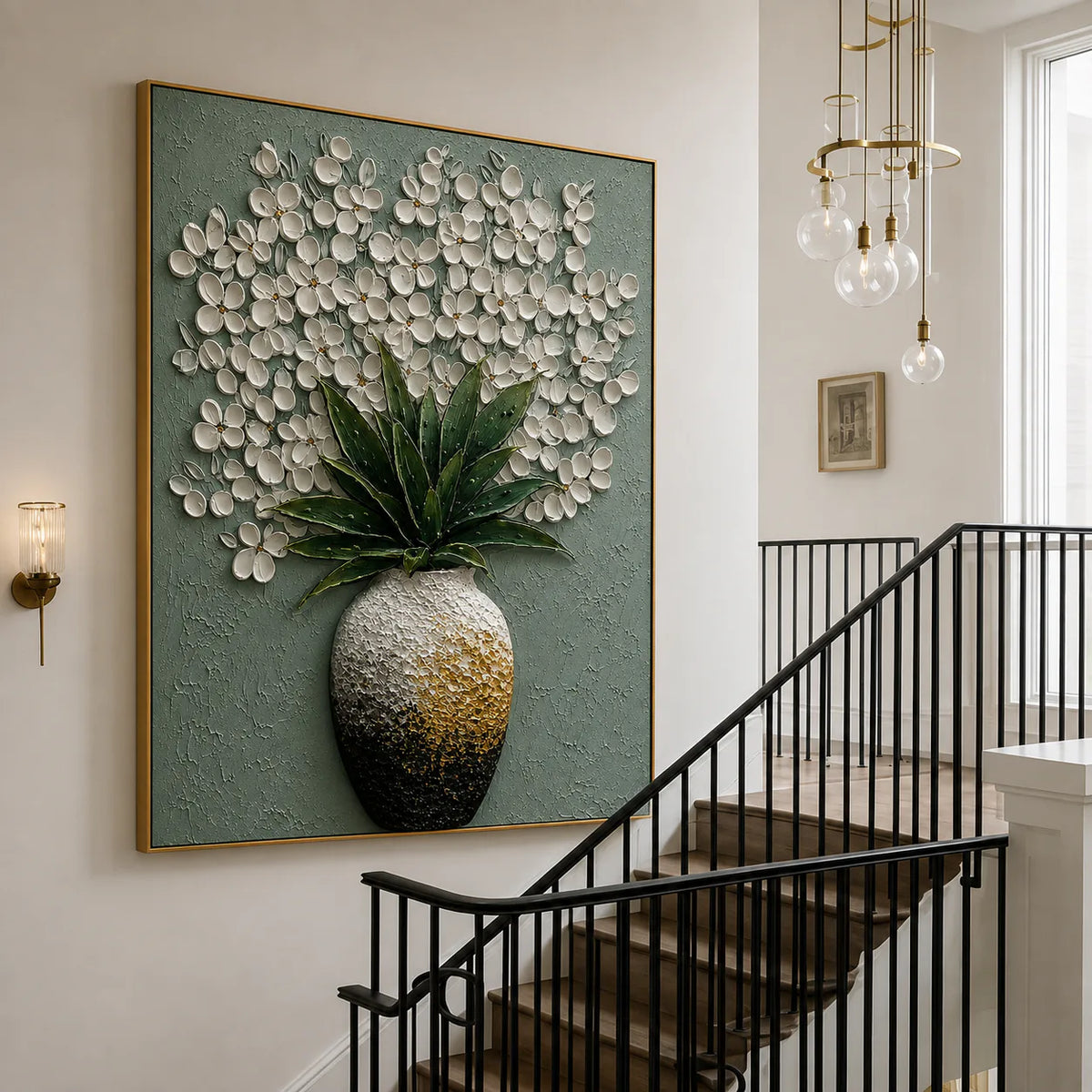 Sage Bloom Botanical Relief Wall Art styled interior scene 1 | Olyrel