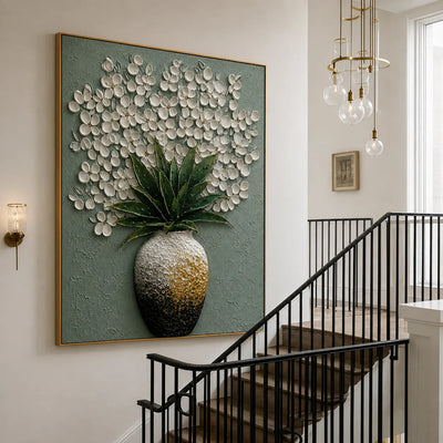 Sage Bloom Botanical Relief Wall Art styled interior scene 1 | Olyrel
