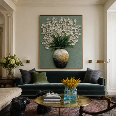 Sage Bloom Botanical Relief Wall Art styled interior scene 2 | Olyrel