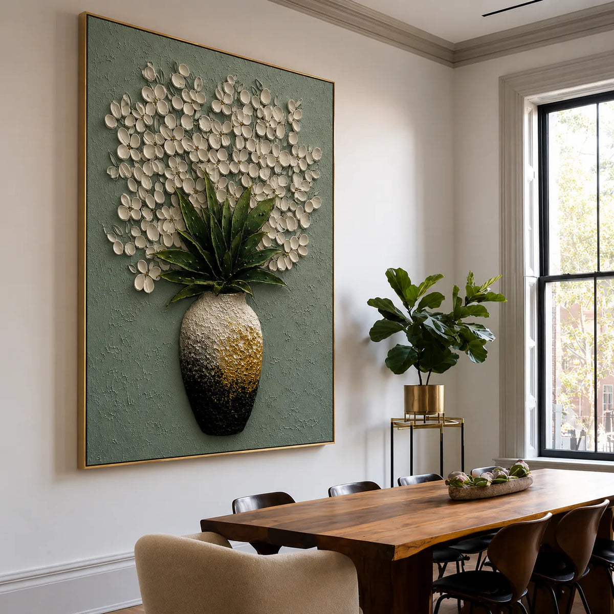 Sage Bloom Botanical Relief Wall Art styled interior scene 4 | Olyrel