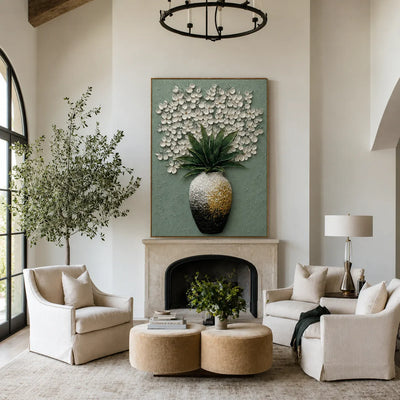 Sage Bloom Botanical Relief Wall Art styled interior scene 5 | Olyrel